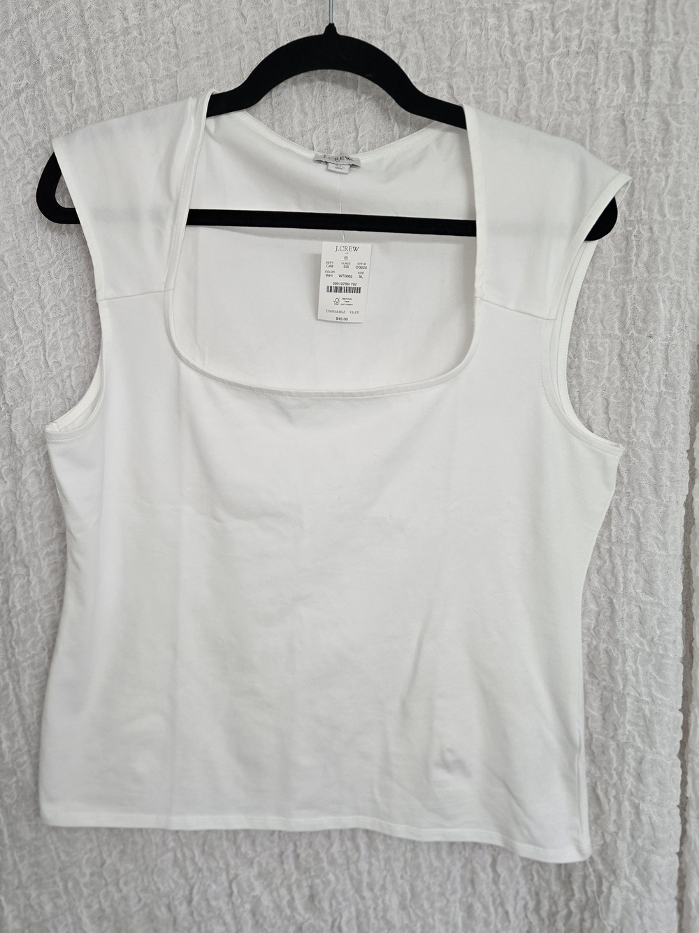 J. Crew Size XL White Square Neck Tank with Cap Shoulders‎